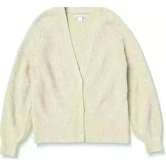 Amazon Essentials Women's Soft Touch Ribbed Blouson Cardigan Beige Size XS - Picture 3 of 12